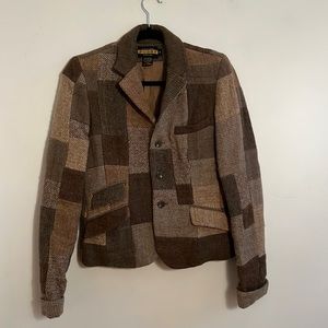 Rugby wool tweed patchwork blazer